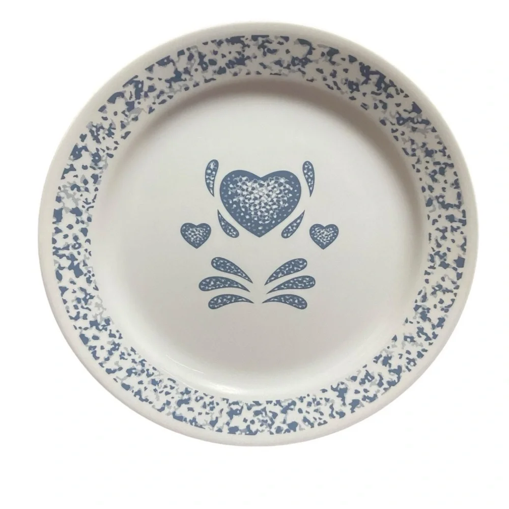Vintage Corelle Blue Hearts 10”Dinner Plate Tableware Made in USA